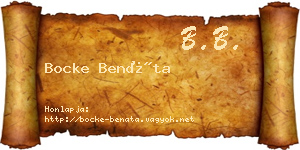 Bocke Benáta névjegykártya